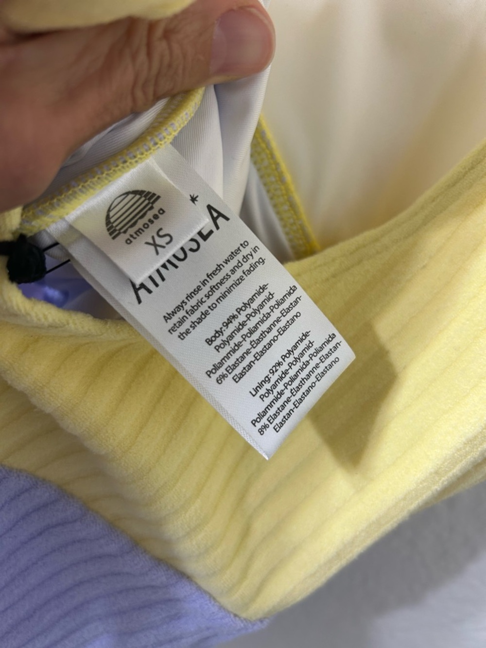 Atmosea Splice Full Suit Ribbed One-Piece Swimsuit in Yellow and Lavender - Picture 4 of 8